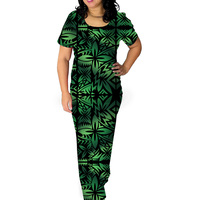 Polynésien Tribal 2 pièces ensemble femmes Samoan Puletasi ensemble Hibiscus île robe grande taille femmes robes S-8XL