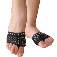 LILACDANCE DPW269 Chaussons de danse professionnels pour le ballet du ventre, avec coussinets d'orteils, en strass, dessus en coton, cuir véritable