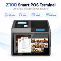 Terminal POS Pintar Z100 Layar Sentuh Besar Printer Thermal Terintegrasi Pembaca Kartu NFC IC Dukungan Laci Uang RJ12
