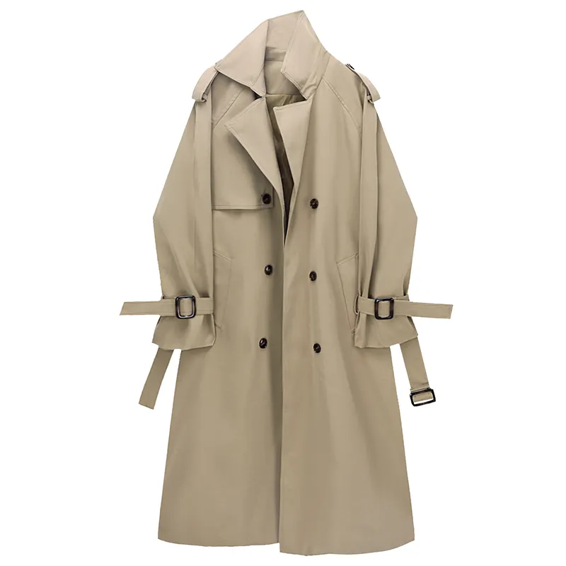 Giacca a vento da donna di media lunghezza autunno e inverno giacca antivento doppiopetto drappeggiata cappotto Casual