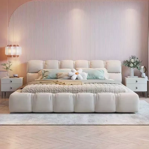 ODM/OEM Luxury Modern Queen King Bed Frame Velvet Gold Nai head Trim <span class=keywords><strong>letto</strong></span> imbottito con ala progettata - Product Image 2