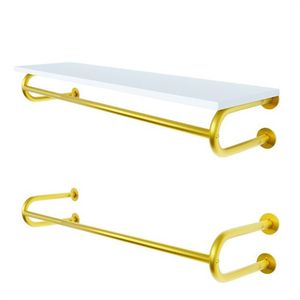 Présentoir autoportant en métal doré Art Déco multifonctionnel - 1 étagère, montage facile, pour magasin de vêtements - Product Image 4