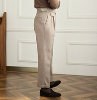 Automne hommes couleur unie décontracté italien Naples Paris bouton costume pantalon messieurs taille haute drapé costume pantalon pour hommes