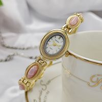 NAIDU 282 Nouvelle montre vintage pour femme avec pierres précieuses colorées, bijoux de luxe léger, or noble, petite montre bracelet mignonne