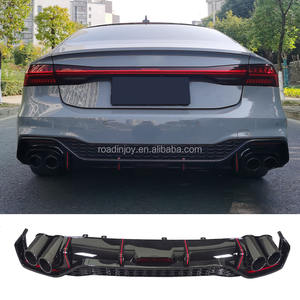 Kit carrosserie diffuseur arrière pour Audi A7 2019-2022 Upgrade <span class=keywords><strong>RS7</strong></span> Style Lèvre de pare-chocs arrière avec diffuseur arrière noir - Product Image 2