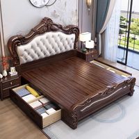 Lit plateforme de luxe en bois massif sculpté, sur mesure, pour villa européenne, appartement, chambre principale, mobilier écologique et durable