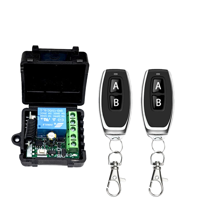 433 MHz Wireless Remote Control Switch DC 12V 10A 1CH Relay Receiver Fixed Code Transmitter for Garage Gate Motor Light ON/OFF*2