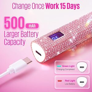 Pink Glitter Handheld UV Nail Lamp Visible <b>Timer</b> Touch Screen LED Nail Lamp - Product Image 3