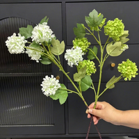 Ranting Bunga Hydrangea Sutra Buatan, Bunga Viburnum Snowball Palsu untuk Dekorasi Latar Belakang Pernikahan, Rumah, Hotel