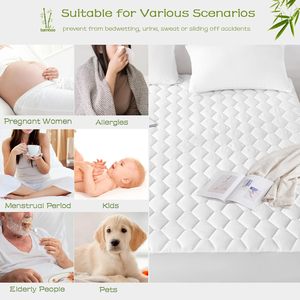 Protecteur de <span class=keywords><strong>matelas</strong></span> matelassé <span class=keywords><strong>imperméable</strong></span> en bambou, écologique, respirant, silencieux, anti-poussière, lavable en machine - Product Image 4