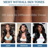 Cheveux Humains Brésiliens Vierges Remy Naturels, Perruque HD Lace Front Body Wave Sans Colle Transparente Double Drawn avec Baby Hair pour Femmes Noires