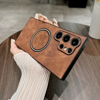 Étui de Téléphone Antichoc 2 en 1 en Cuir PU d'Agneau et PC Dur/TPU, Modèle Professionnel pour Samsung Galaxy S21+ S22 S23 FE Note 20 Ultra