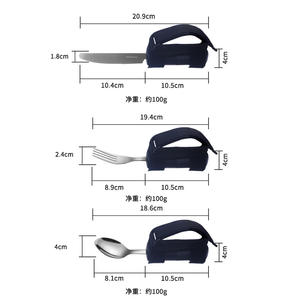Couverts adaptatifs ergonomiques pour personnes âgées Spork pour personnes âgées en caoutchouc poignée pliable en acier inoxydable à prise facile Spork pour les tremblements de la main - Product Image 6