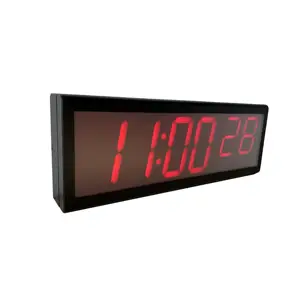 4 "赤色LED6桁POE NTP電子時計、HH:MM:ssディスプレイ、ブラックメタルケース
