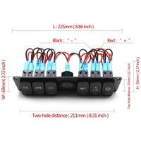 Panneau d'interrupteurs à bascule 6 + 1 Gang 12V-24V DC avec voltmètre pour voitures, camions, bateaux, véhicules récréatifs et marine