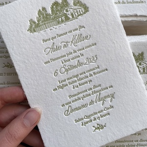 Carte d'invitation RSVP élégante et personnalisée, faite à la main, avec gaufrage 3D, bord festonné, papier et carton de qualité supérieure, impression haut de gamme - Product Image 5