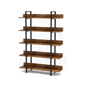 Металлическая деревянная книжная полка, деревянная металлическая книжная полка, складная декоративная промышленная Современная античная дизайнерская металлическая деревянная книжная полка - Product Image 1