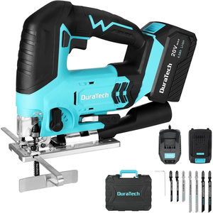 Cordless Jig <b>Saw</b> 20V Brushless Motor Industrial/DIY Adjustable Speed Dust Blower with 7Pc Blades Tool Kit for Wood Metal <b>Plastic</b> - Product Image 1