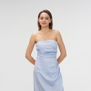 เดรสยาวแฟชั่นใหม่สำหรับผู้หญิง เดรสทรงเข้ารูปลำลองสำหรับสุภาพสตรี เดรสผ้าซาตินแบบไร้สาย OEM - Product Image 5