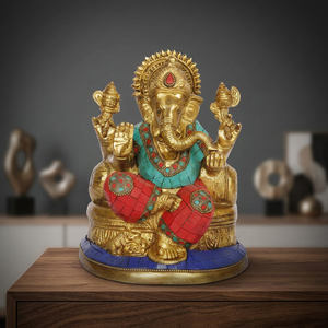 Ídolo de Ganesha Bhagwan de Latón Hecho a Mano, Estilo Art Deco y Vintage, Decoración Tradicional para el Hogar y la Oficina para Diwali - Product Image 4