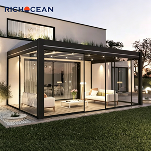 Véranda en aluminium et verre RICHOCEAN avec portes coulissantes pour extension de maison, solarium préfabriqué extérieur, jardin d'hiver - Product Image 1
