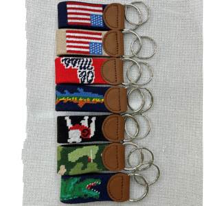 Porte-<span class=keywords><strong>clés</strong></span> en cuir véritable Alligator University, design personnalisé en point de croix marine, pour campus, personnalisable et tendance - Product Image 3