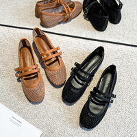 Nouvelles Chaussures Plates de Printemps-Été 2026 pour Femmes : Ballerines Mary Jane Creuses et Respirantes, Confortables et Élégantes en Maille Française