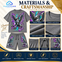 Ensemble streetwear deux pièces pour homme personnalisé : T-shirt respirant en mélange de coton tricoté avec motif Liquid Chrome Griffin et short à cordon de serrage