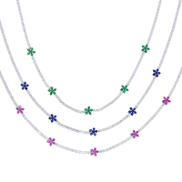 Chaîne de Tennis en zircon cubique à fleurs colorées, haute qualité, collier ras du cou Sexy et long, bijoux pour femmes, 2023