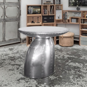 Tavolino da Caffè Aviator di Lusso in Alluminio Resistente, Stile Industriale Retrò con Sedia per Soggiorno - Product Image 4