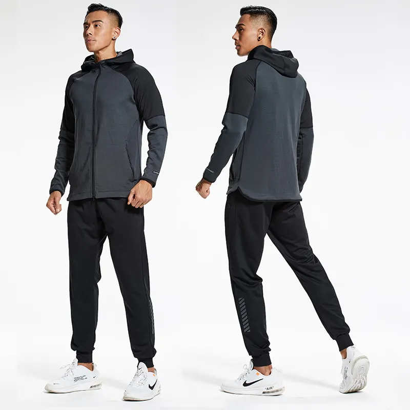 Männer Jogging anzüge Full Zipper Kapuzen jacke und Jogging hose Zweiteiliges Set Sport gymnastik Kleidung Trainings anzüge für Männer