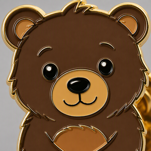 Pin de solapa de esmalte suave personalizado con diseño de oso adorable, chapado en oro, broche de cachorro de oso grizzly marrón, pin de animal de dibujos animados promocional OEM, cierre de mariposa - Product Image 3