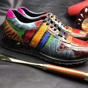 Scarpe da Corsa di Alta Qualità per <span class=keywords><strong>Uomo</strong></span> in Vera Pelle di Coccodrillo <span class=keywords><strong>Blu</strong></span> Sneakers Alla Moda Scarpe Casual Business Sportive per <span class=keywords><strong>Uomo</strong></span> - Product Image 3