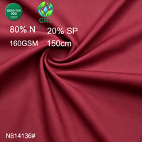 Tissu jersey tricoté en trame brossée, haute élasticité, 80/20 nylon recyclé et élasthanne, 160 GSM, 150 cm, pour lingerie et sous-vêtements sans couture