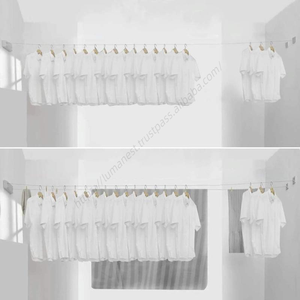 Corde à linge rétractable double niveau sans perçage pour intérieur, séchoir à linge à câble métallique, vente en gros - Product Image 3