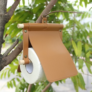 Portarrollos de Papel Higiénico de Pared, Portátil, de Cuero y Madera, para el Hogar o Camping, Sirve como Cubierta para Rollo de Papel - Product Image 6