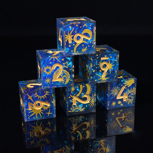 Dés en résine à bords vifs personnalisés D6 faits à la main, thème Céleste Soleil Lune Étoile pour jeux de table RPG, Donjons et Dragons L8-D6 - Product Image 2