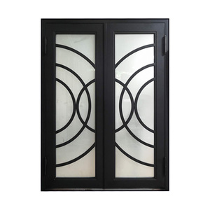 Puerta de Hierro Forjado Personalizada de Alta Calidad con Pequeña Puerta de Vidrio, Puerta de Entrada Francesa de Hierro Forjado - Product Image 3