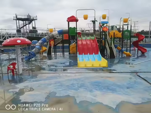 Aire de jeux aquatique familiale, équipement de parc extérieur, toboggan aquatique, combinaison de seau en fibre de verre et de <span class=keywords><strong>fontaine</strong></span>, toboggan aquatique extérieur - Product Image 6