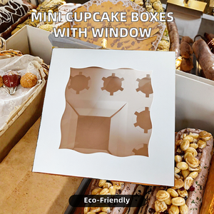 <span class=keywords><strong>Mini</strong></span> cajas de papel transparente con ventana para galletas cupcakes y 4/6/8/12/16 Count Food Packaging Matt Lamination - Product Image 4