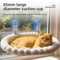 Hamac pour chat en peluche rayé, pliable et épaissi, avec ventouses robustes pour balcon et fenêtre - Lit pour chat corpulent toutes saisons
