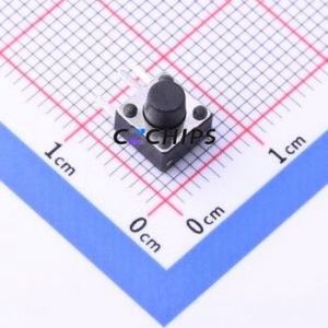 K2-1102DE-E4SW-04 Tactile Switch Bent Lead Through Hole-3P,6x6mm Switch 2.5N Right Angle Insert 6mm 6mm - Product Image 1