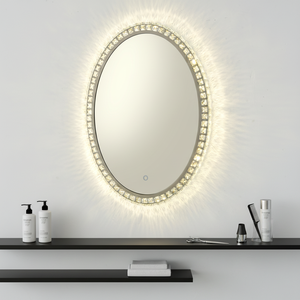 Luxury Smart Modern Wall-Mounted Oval Stainless Steel Eco-Friendly Durable Beauty <b>Makeup</b> & Shaving <b>Mirror</b> - Product Image 1