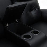 Geeksofa-Ensembles de canapés inclinables manuels avec console centrale pour la revente, moderne en cuir noir Air, design moderne