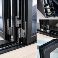 Fenêtre pliante horizontale JUNYAO Factory Norwegian Fjord 5+20A+5, isolation thermique Low-E, insonorisation, NFRC CE, pour cuisine et villa