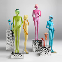 Mannequin féminin demi-corps/entier en velours coloré, modèle de présentation de vêtements avec bras en bois colorés