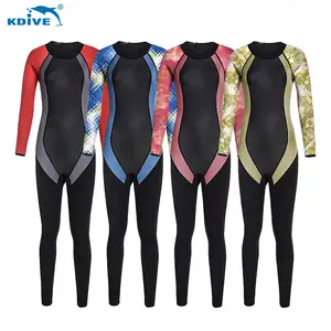 KDIVE toptan 3MM neopren geri Zip uzun kollu dalış elbisesi pürüzsüz cilt dalış sörf takım elbise kadınlar için