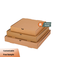 En gros, Boîtes à pizza jetables en carton kraft ondulé 7/8/9/10/12/13 pouces, Emballage à emporter en matériaux recyclés, avec poignée pour l'exportation alimentaire