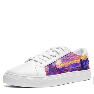 Chaussures décontractées blanches pour hommes et femmes, printemps-automne 2025, nouvelles baskets imprimées, tige en microfibre, lacets, respirantes, durables - Product Image 3