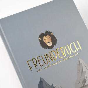 Libro <span class=keywords><strong>de</strong></span> Amistad para Niños con Diseño <span class=keywords><strong>de</strong></span> León, Tapa Dura Laminada y Cosida, Papel Artístico, Versículos Bíblicos Impresos con Lámina Dorada, Inspirador - Product Image 6